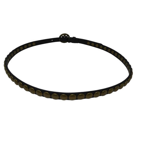 Coach Brown Leather Brass Studded Belt main image 4
